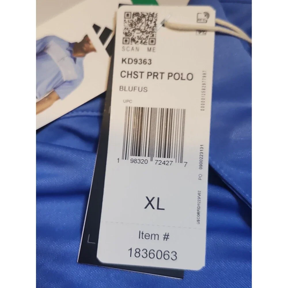 NWT - Adidas - Men's XL Blue Golf Polo Shirt #1836063 Floral
